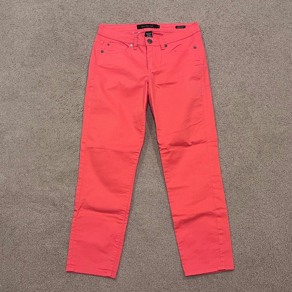 Calvin Klein Skinny Crop Coral Pants Size 6